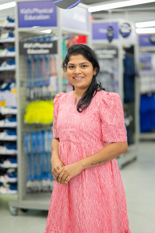 Pink Zig Zag Dress With Center Zip