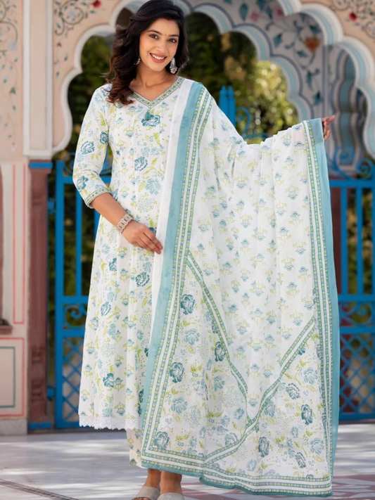 Aqua Anarkali Set