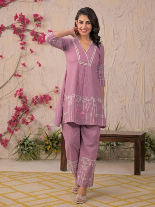 Pink short cord set
